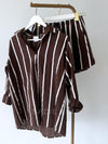By Frankie / Kenny Stripe Short Set - White/Brown