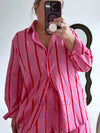 By Frankie / Kenny Stripe Short Set - Pink/Red