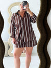 By Frankie / Kenny Stripe Short Set - White/Brown