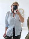 Little Lies / Linen Boyfriend Shirt - Powder Blue