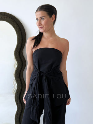By Frankie / Romy Tube Tie Pant Set - Black