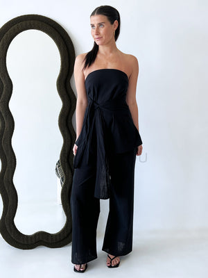 By Frankie / Romy Tube Tie Pant Set - Black