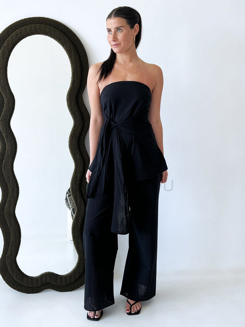 By Frankie / Romy Tube Tie Pant Set - Black