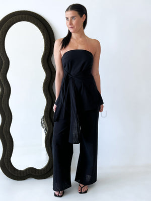 By Frankie / Romy Tube Tie Pant Set - Black