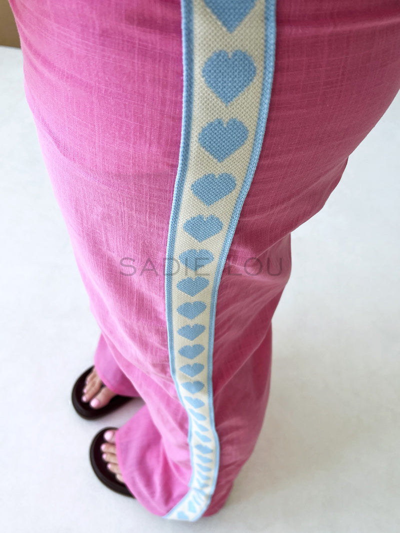 By Frankie / Racer Heart Pant - Pink/Blue