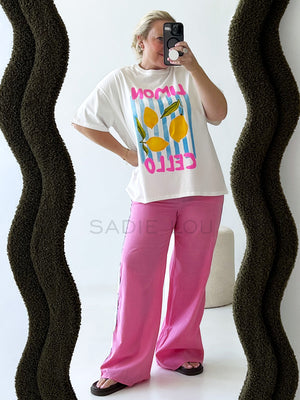 By Frankie / Racer Heart Pant - Pink/Blue