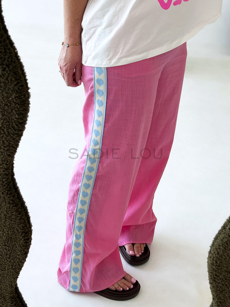 By Frankie / Racer Heart Pant - Pink/Blue