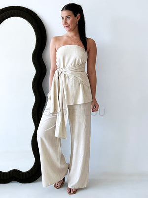 By Frankie / Romy Tube Tie Pant Set - Oatmeal