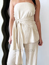 By Frankie / Romy Tube Tie Pant Set - Oatmeal