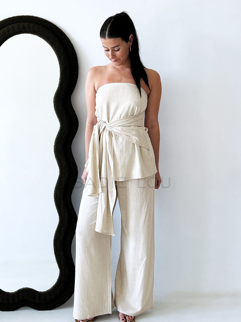 By Frankie / Romy Tube Tie Pant Set - Oatmeal
