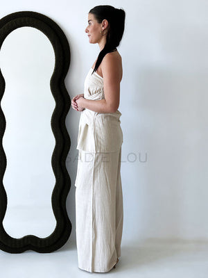 By Frankie / Romy Tube Tie Pant Set - Oatmeal