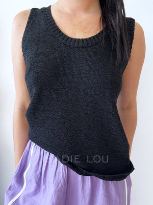 Little Lies / Scallop Hem Tank - Black