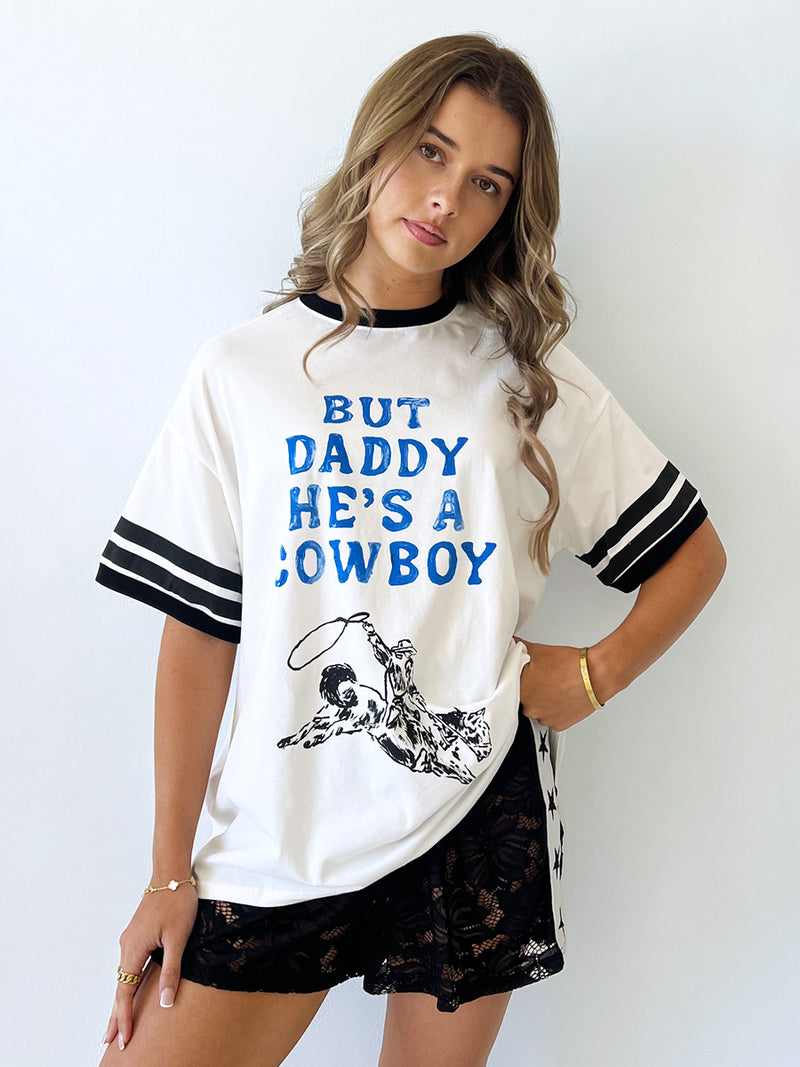 By Frankie / He's A Cowboy Tee - White