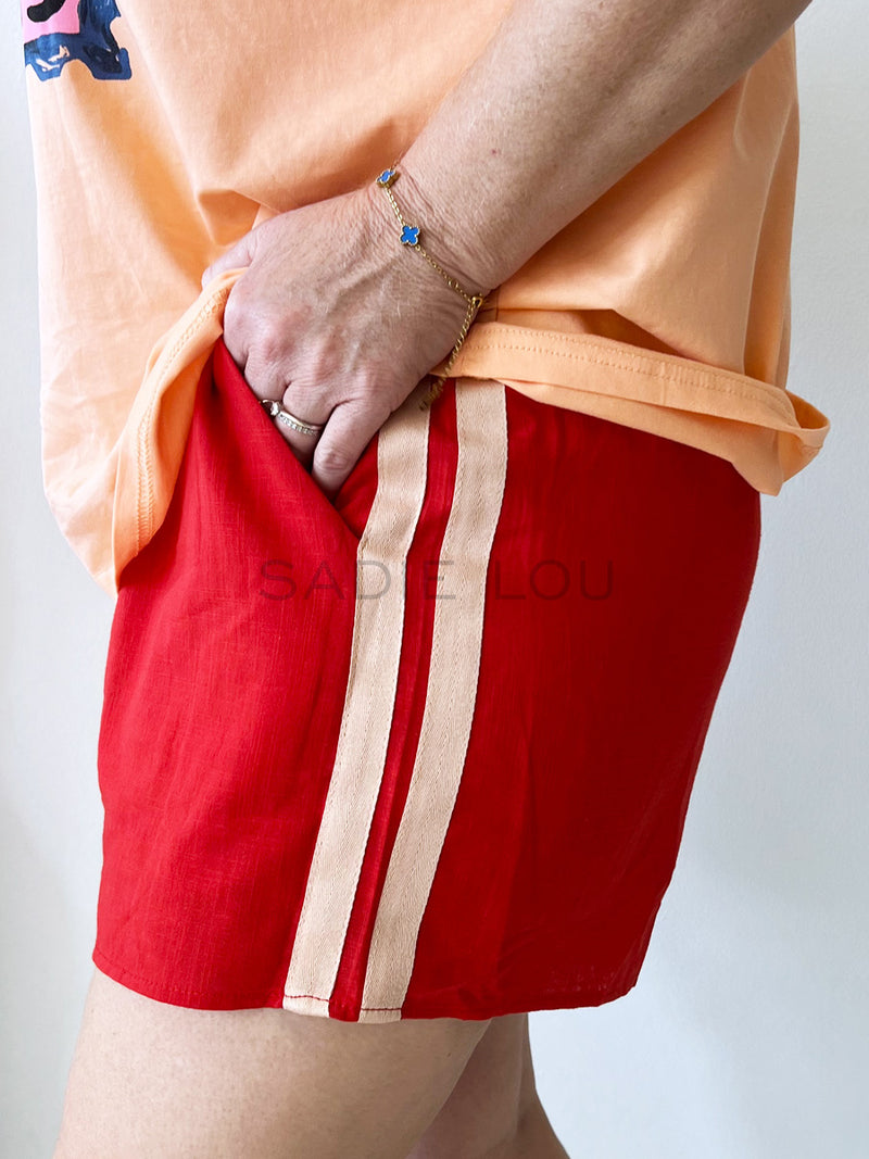 By Frankie / Racer Shorts - Red/Peach