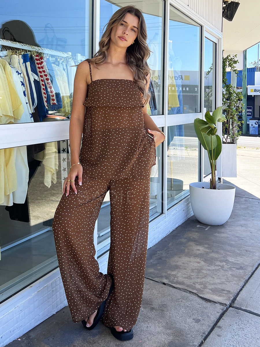 By Frankie / Demi Sheer Pant Set - Choc