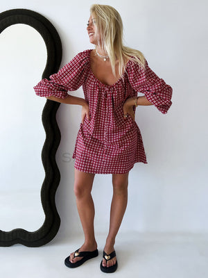 Häll Störe / Effy Dress - Merlot Gingham