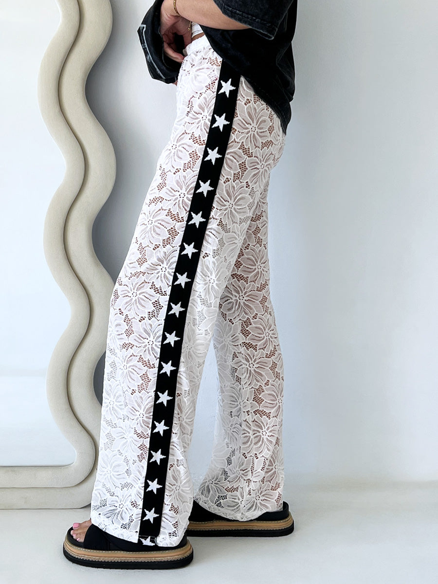 By Frankie / Star Gazer Lace Pants - White