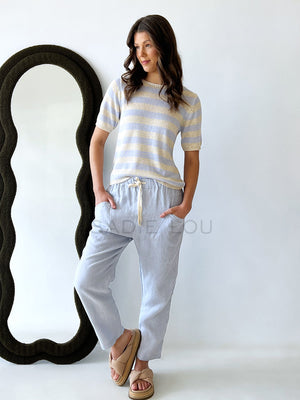 Little lies / Summer Tee - Blue/Beige  Stripe