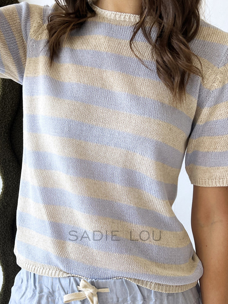 Little lies / Summer Tee - Blue/Beige  Stripe