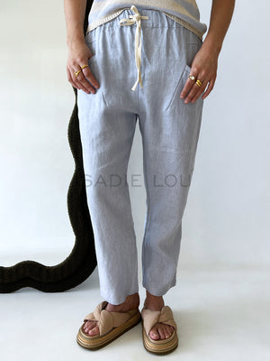 Little Lies / Luxe Linen Pant - Chambray Blue