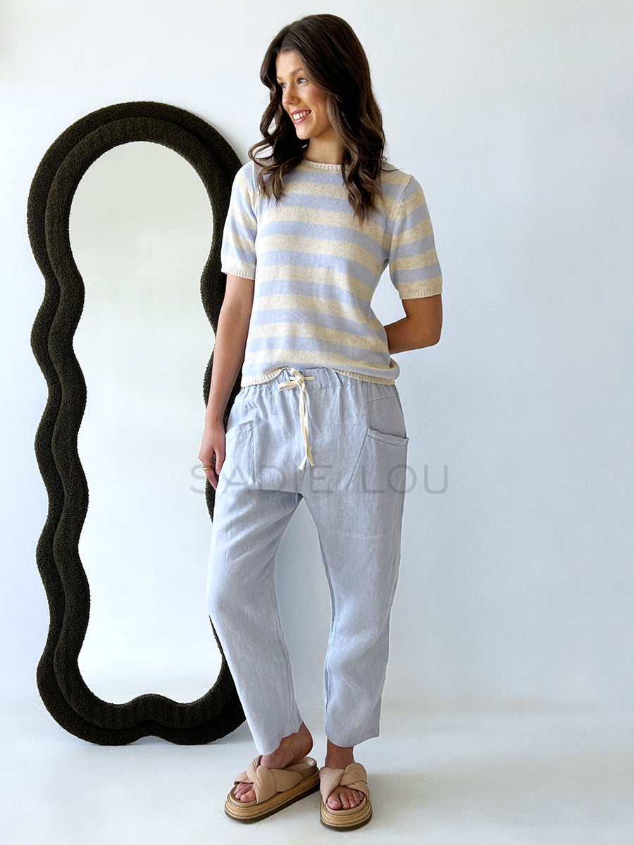 Little Lies / Luxe Linen Pant - Chambray Blue