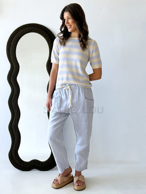 Little Lies / Luxe Linen Pant - Chambray Blue