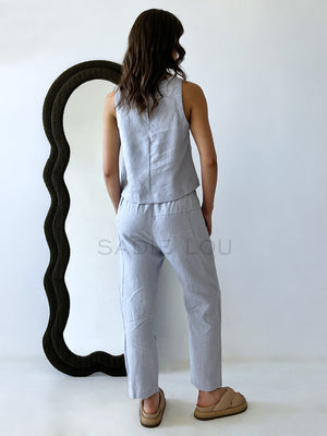 Little Lies / Luxe Linen Pant - Chambray Blue