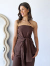 By Frankie / Romy Tube Tie Pant Set - Chocolate