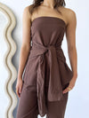 By Frankie / Romy Tube Tie Pant Set - Chocolate