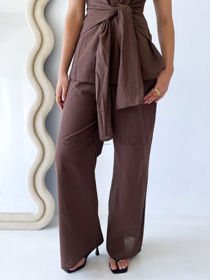 By Frankie / Romy Tube Tie Pant Set - Chocolate