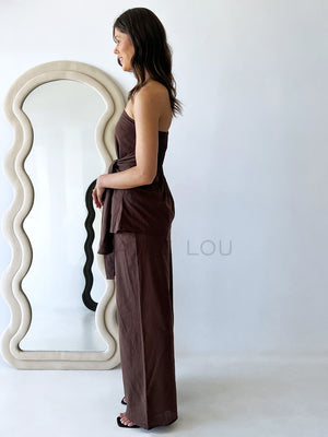 By Frankie / Romy Tube Tie Pant Set - Chocolate