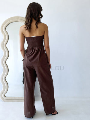 By Frankie / Romy Tube Tie Pant Set - Chocolate