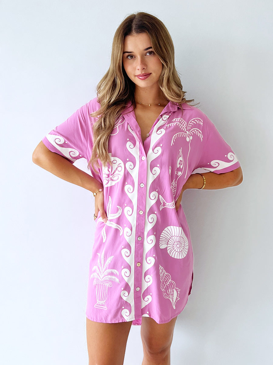 Palm Collective / Ocean Club Shirt Dress - Pink