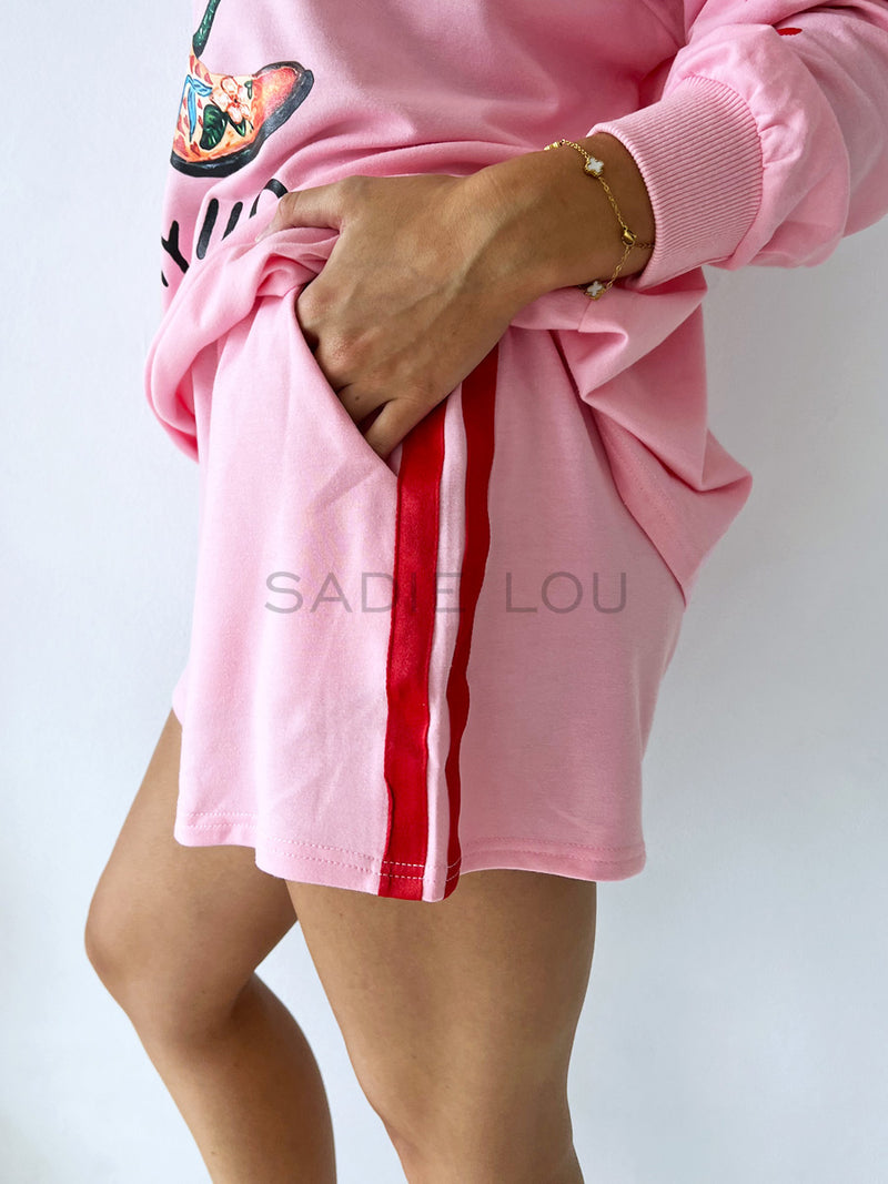 By Frankie / Arden Racer Shorts - Pink/Red