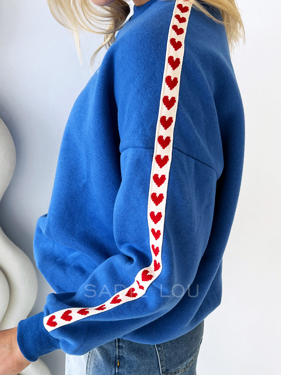 By Frankie / Hearts for Spicy Marg's Crewneck - Blue