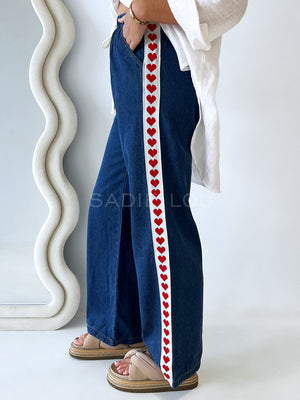 By Frankie / Dark Denim Heart Racer Pant