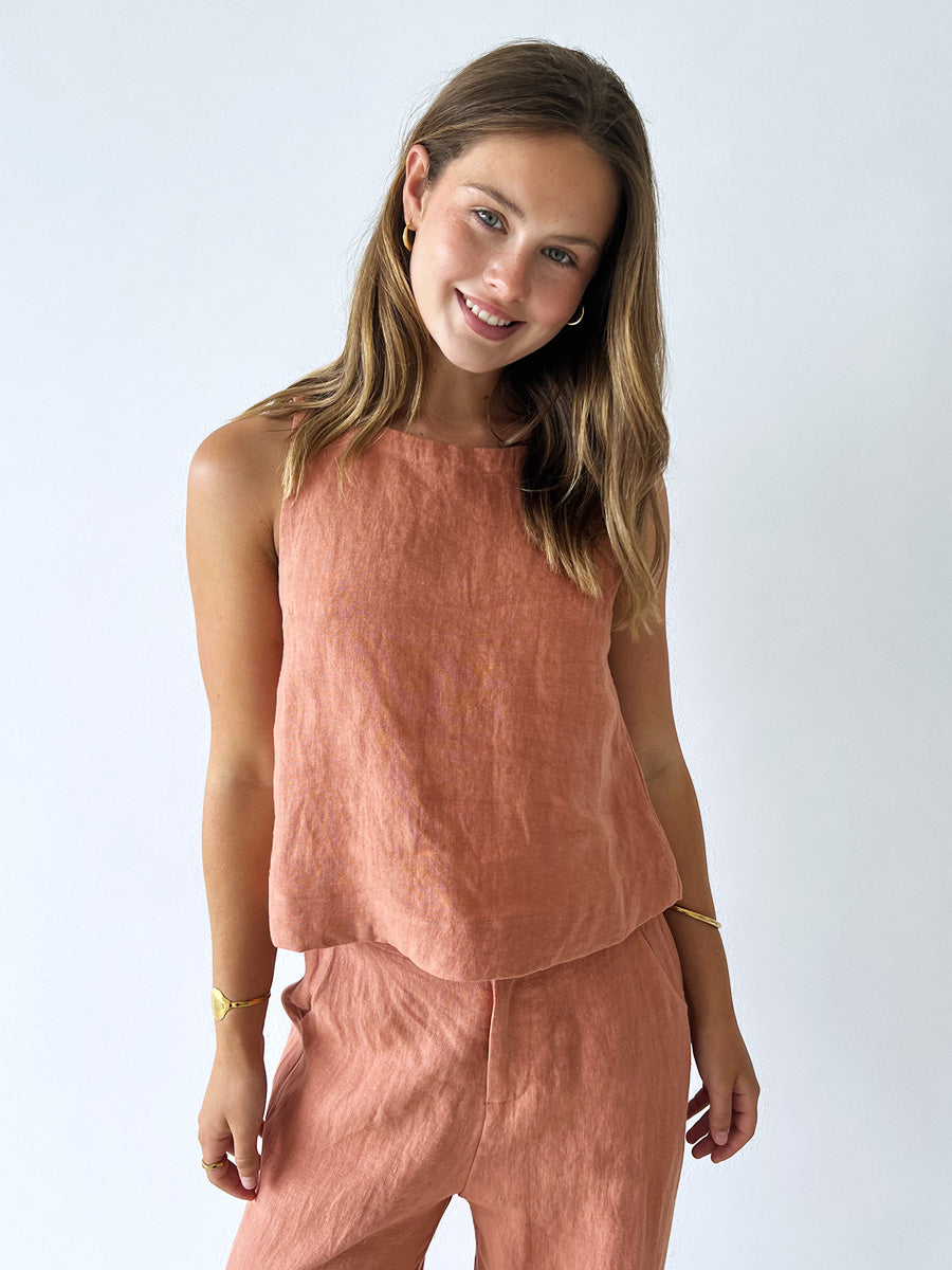 Little Lies / Jude Linen Top - Coral