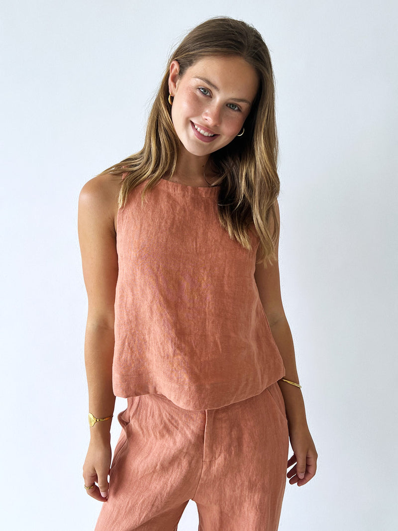 Little Lies / Jude Linen Top - Coral