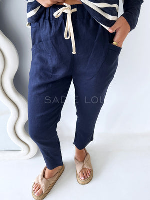 Little Lies / Luxe Linen Pant - Navy