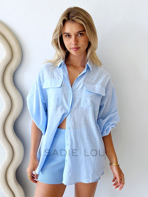 By Frankie / Riley Blouse - Ice Blue