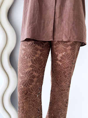 By Frankie / Belle Lace Pant Set - Chocolate