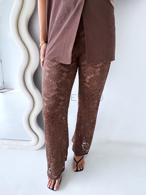 By Frankie / Belle Lace Pant Set - Chocolate