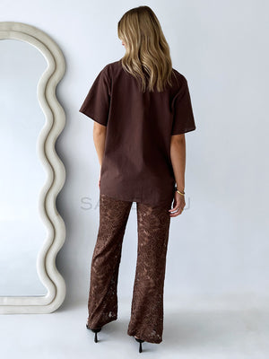By Frankie / Belle Lace Pant Set - Chocolate
