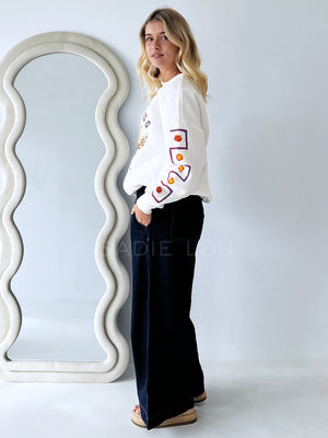 By Frankie / Wandering Hearts Jumper - White
