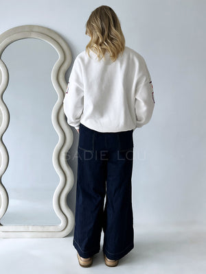 By Frankie / Wandering Hearts Jumper - White