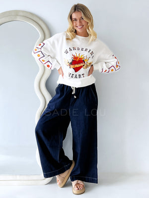 By Frankie / Wandering Hearts Jumper - White
