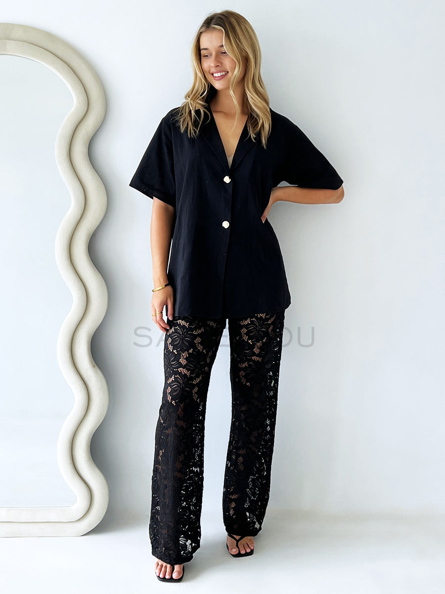 By Frankie / Belle Lace Pant Set - Black