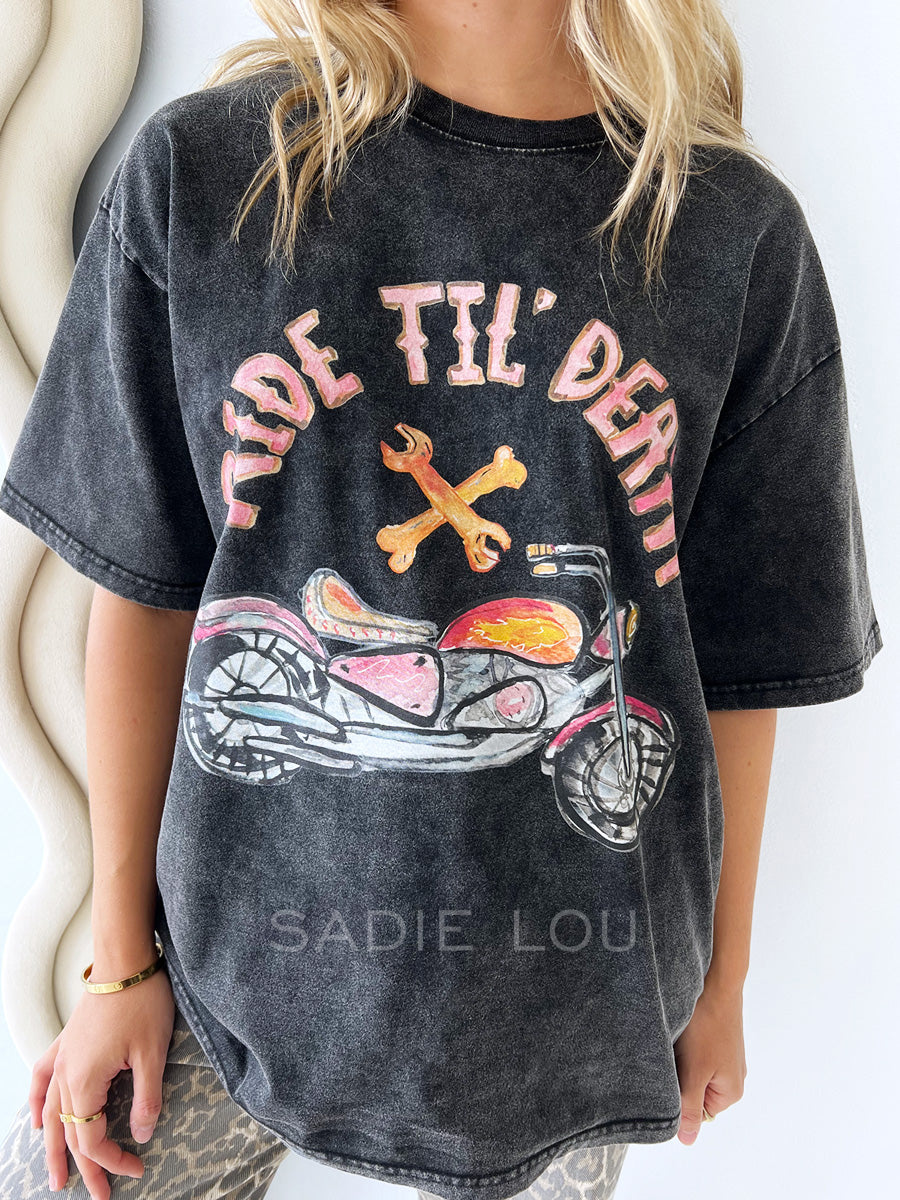 Maku / Ride Till Death Acid Wash Tee