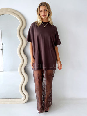 Milani Lace Tee Dress - Choc