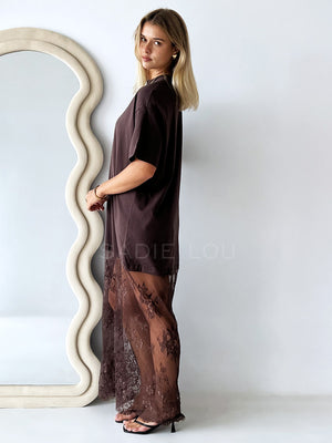 Milani Lace Tee Dress - Choc